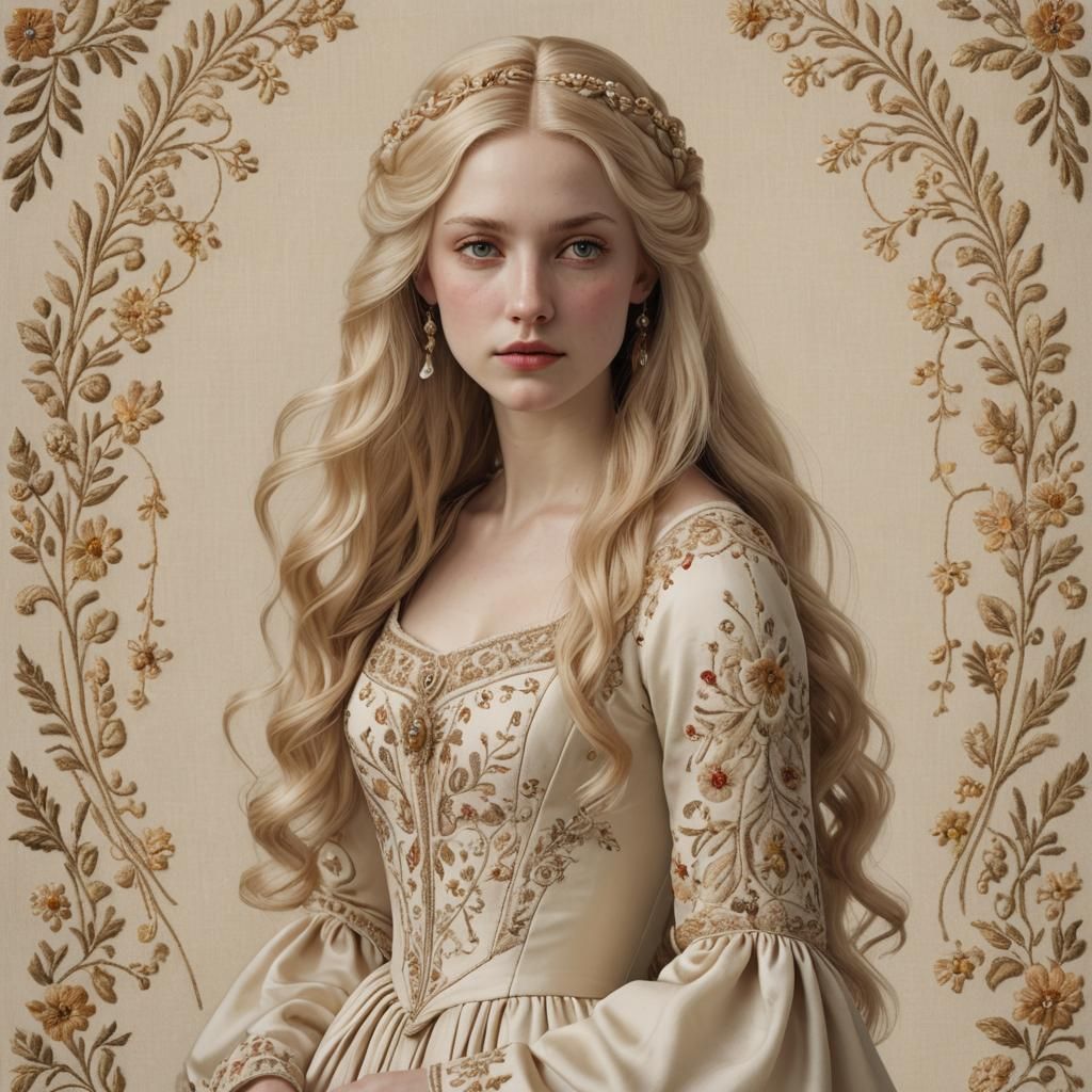 Elegant Woman in Renaissance Gown, Photorealistic Style