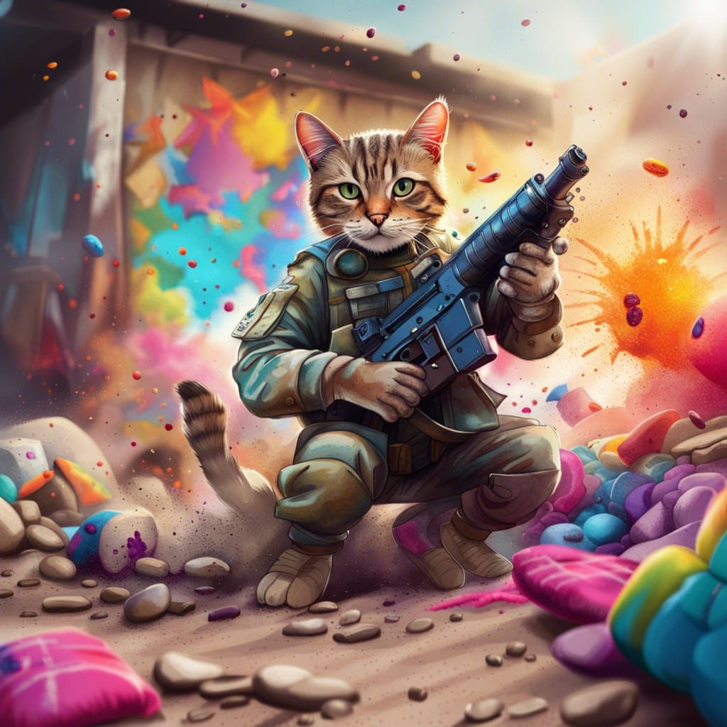 Hyperrealistic Soldier Cat Launches Slippers in Colorful Tre...