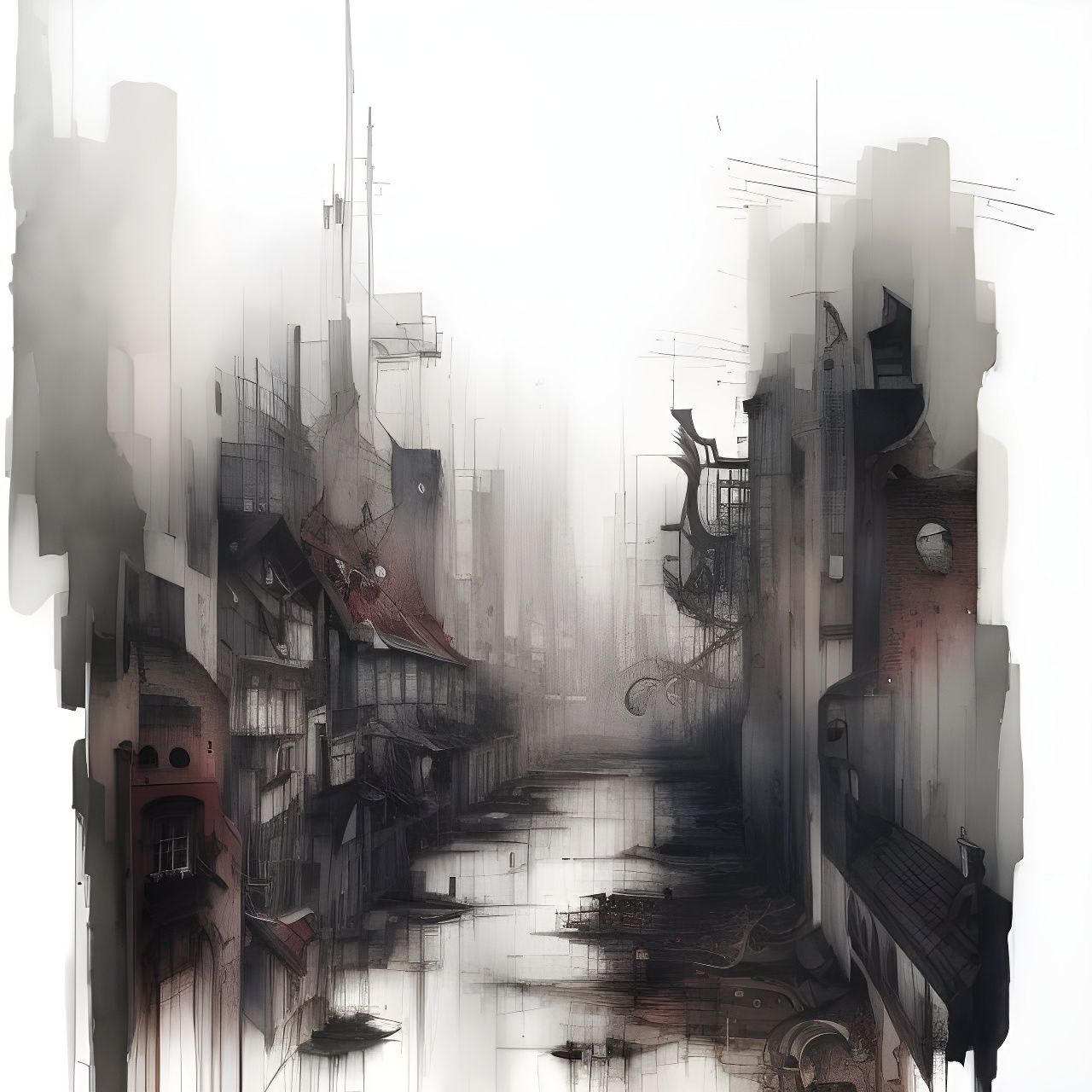 Ink Flow Buildings in Single Point Perspective