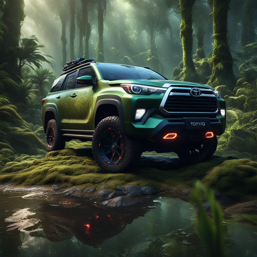 Toyota Revo in Amazon Forest: Detailed Matte Painting