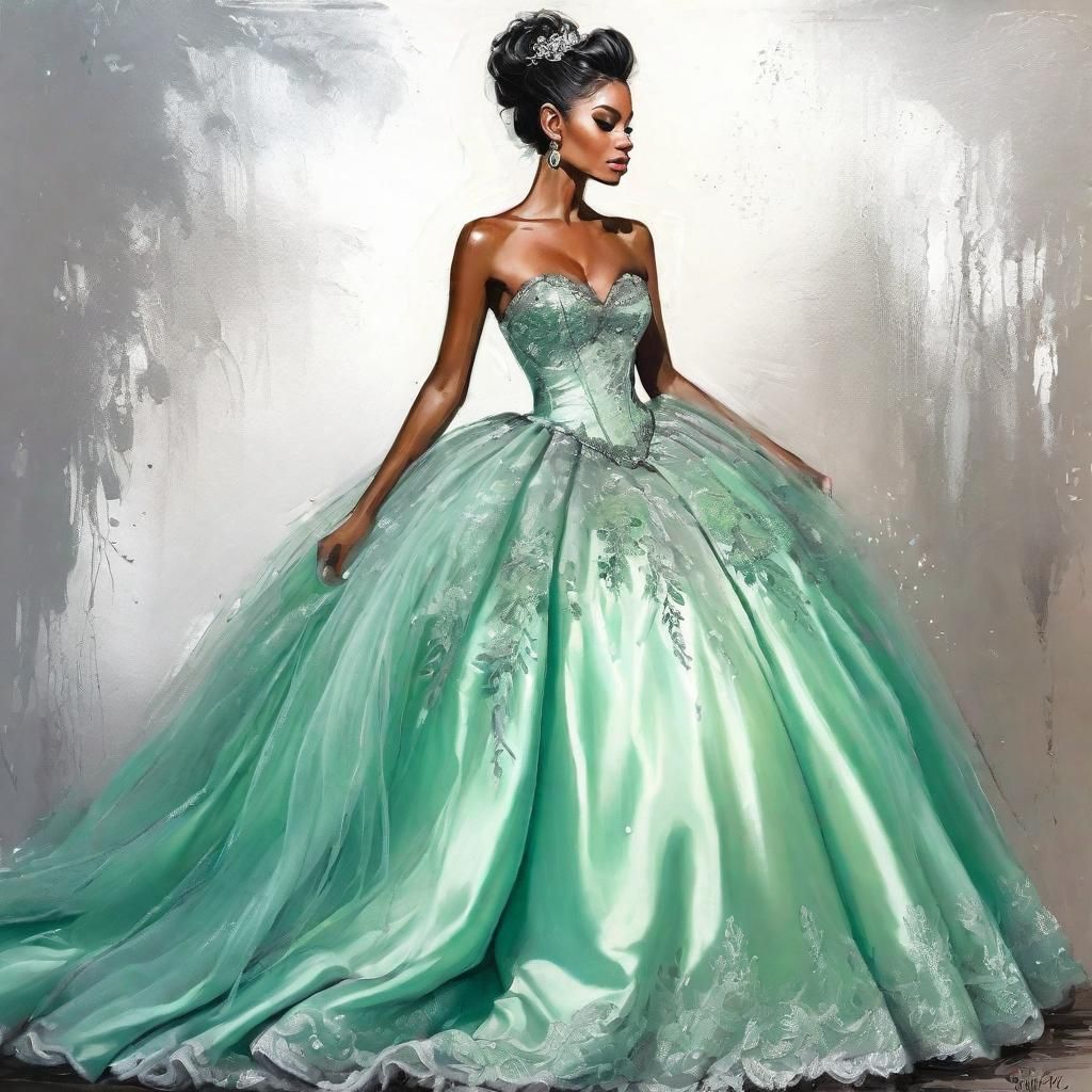 Mint Gown in Filigree Room, Speedpaint Style