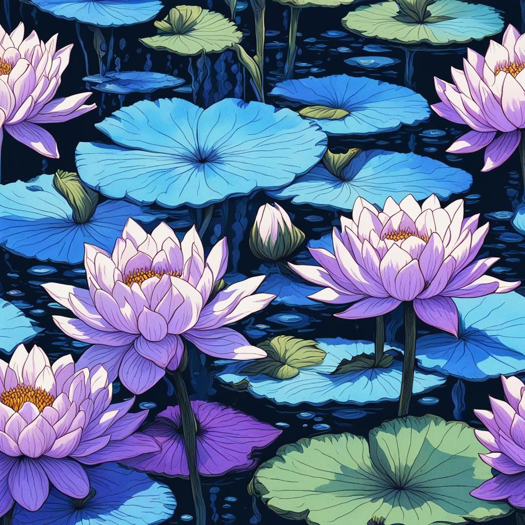 Fantasy Botanical Illustration: Blue Egyptian Lotus