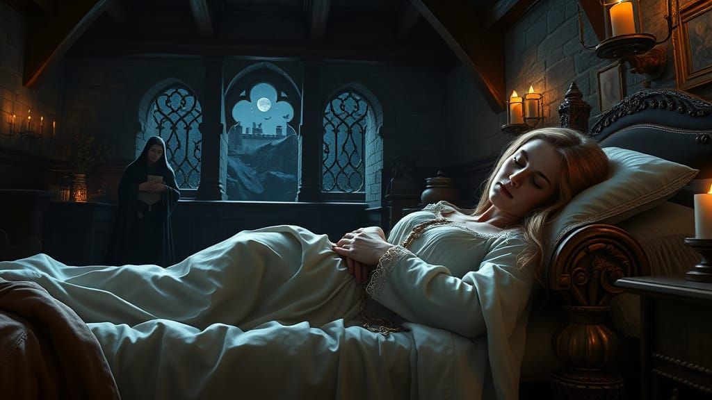 Medieval Maiden Slumbers in Castle Bedroom