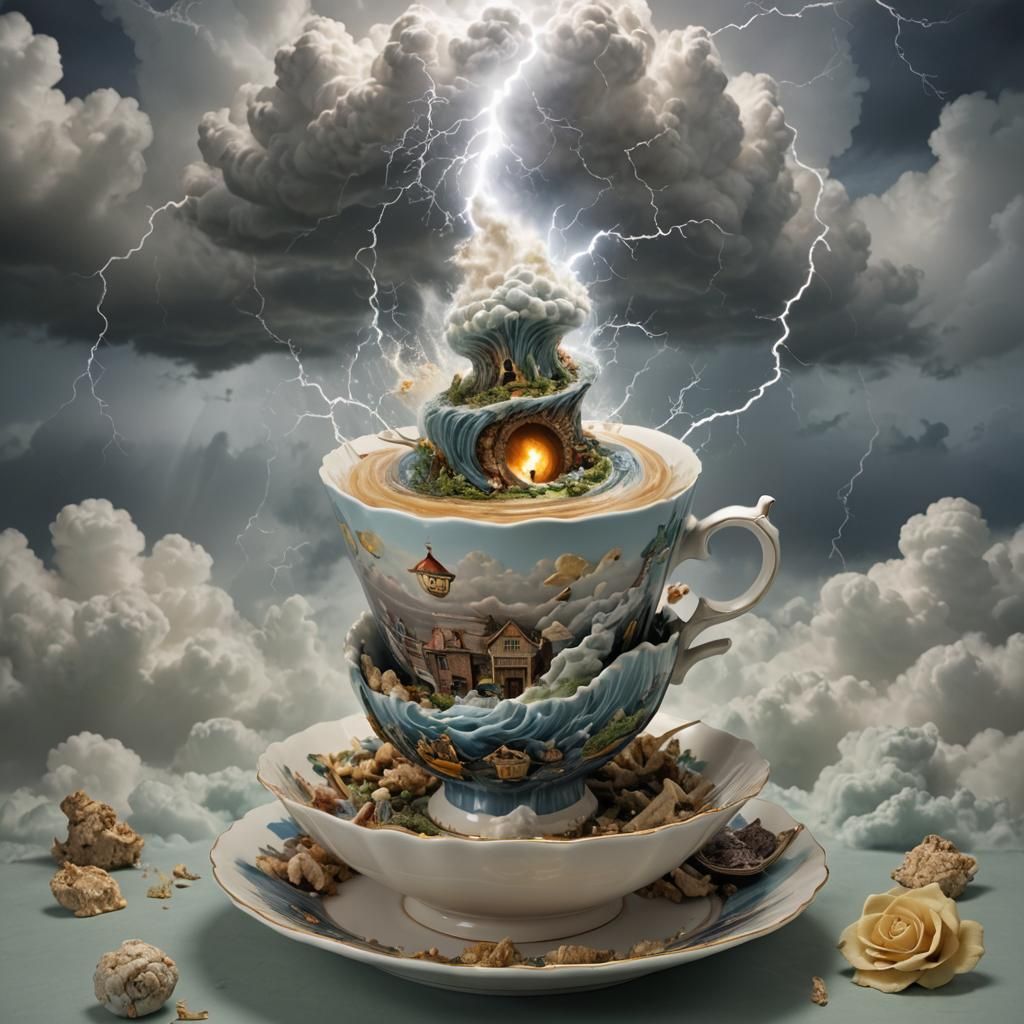 Hurricane Twister Rising from Teacup: Digital Photography