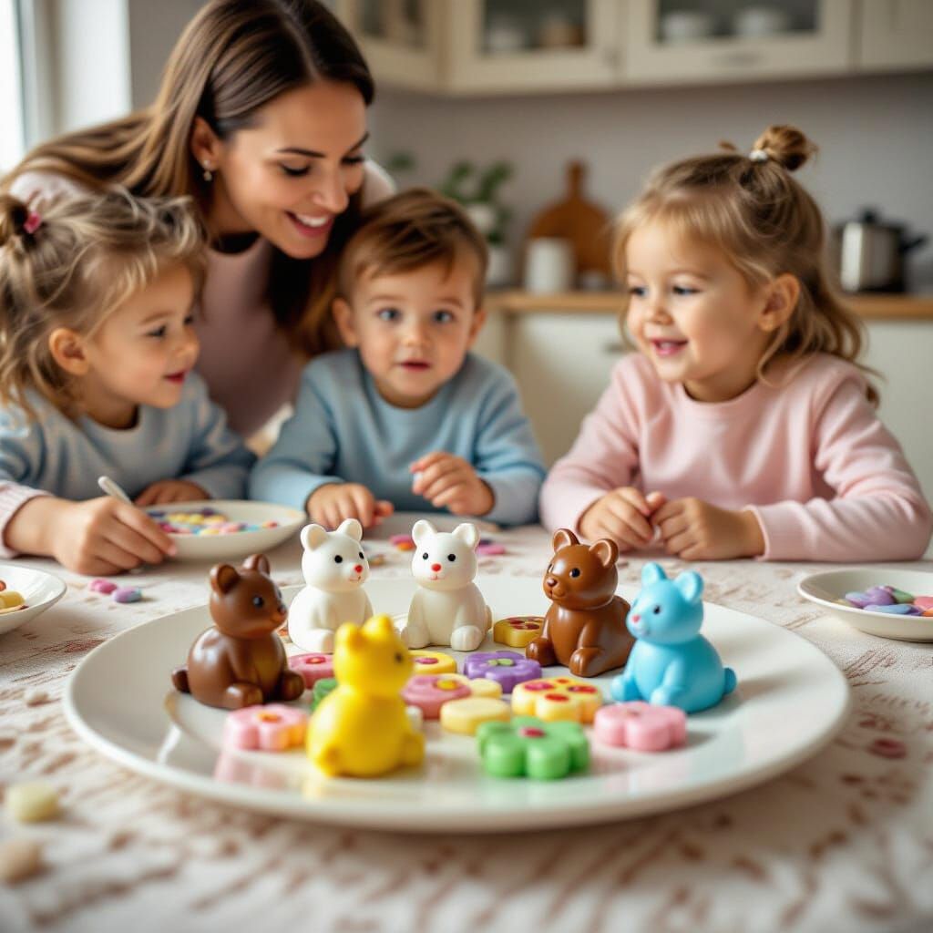 Mom's Animal Candies Display on Kitchen Table