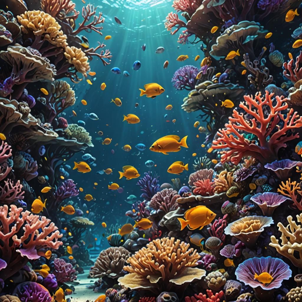 Vibrant Underwater Coral Reef Concept Art