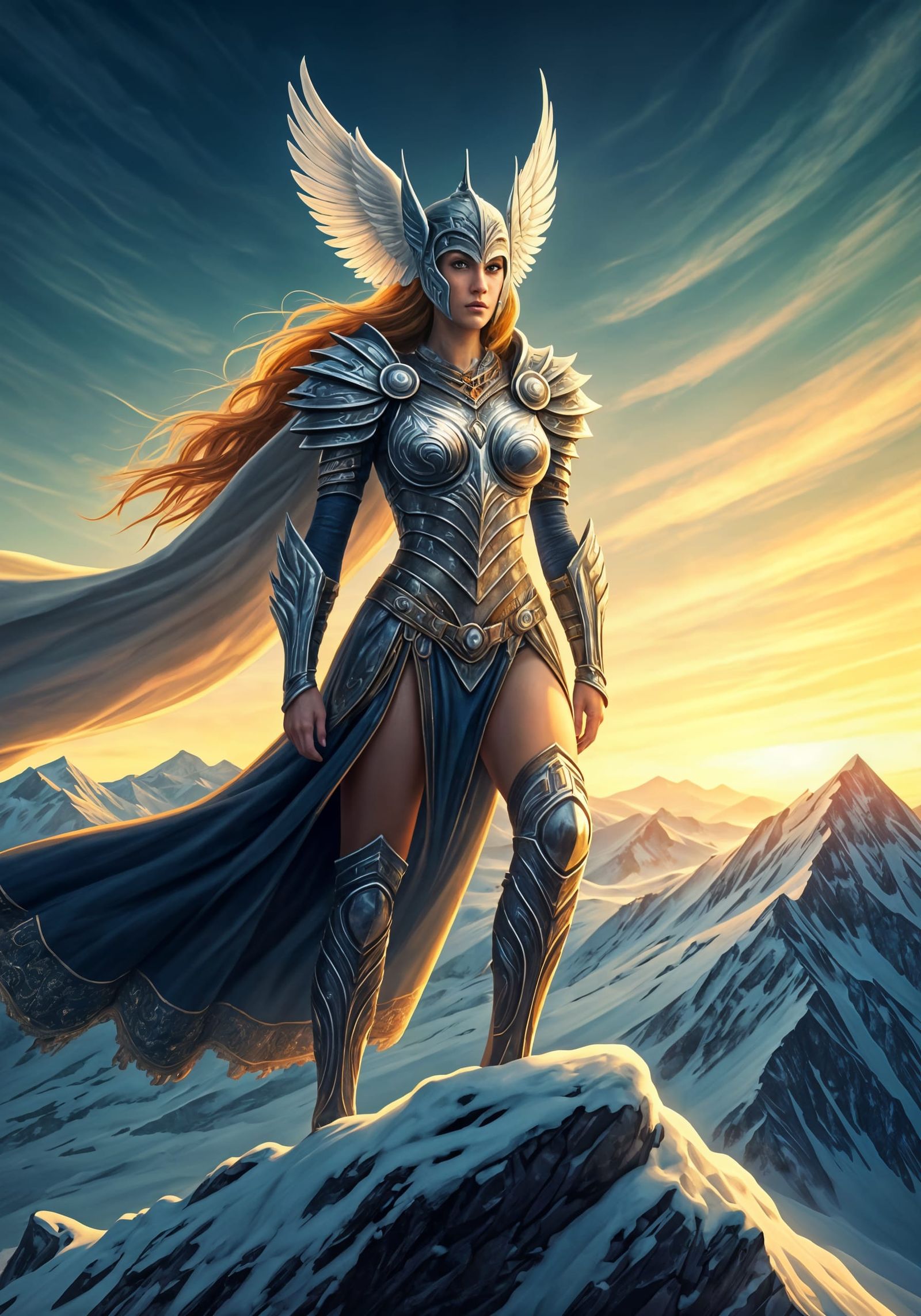 Valkyrie Rising in Renaissance-Inspired Cyberpunk Style