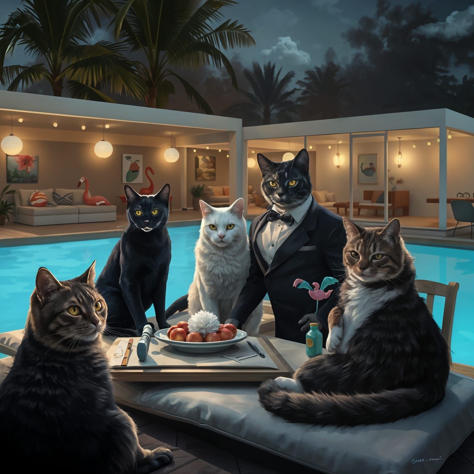 Cats Throw a Pool Party