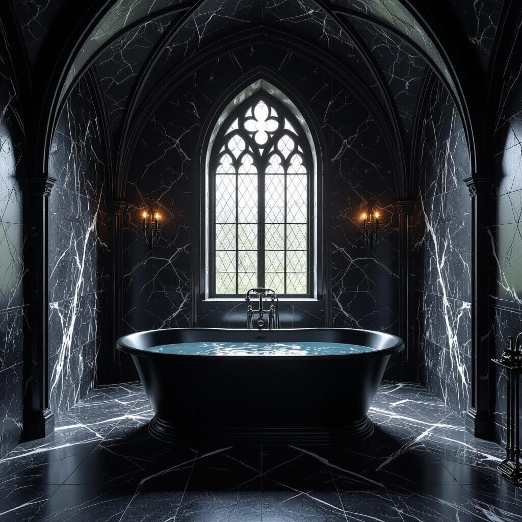 Gothic Bathroom: Post-Apocalyptic Luxury in 8K
