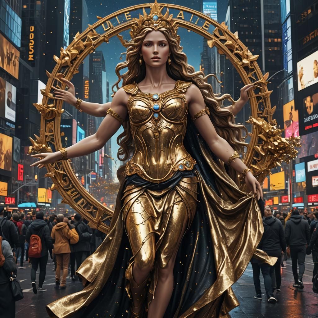 Aphrodite Visits Times Square: Hyperrealistic Digital Art