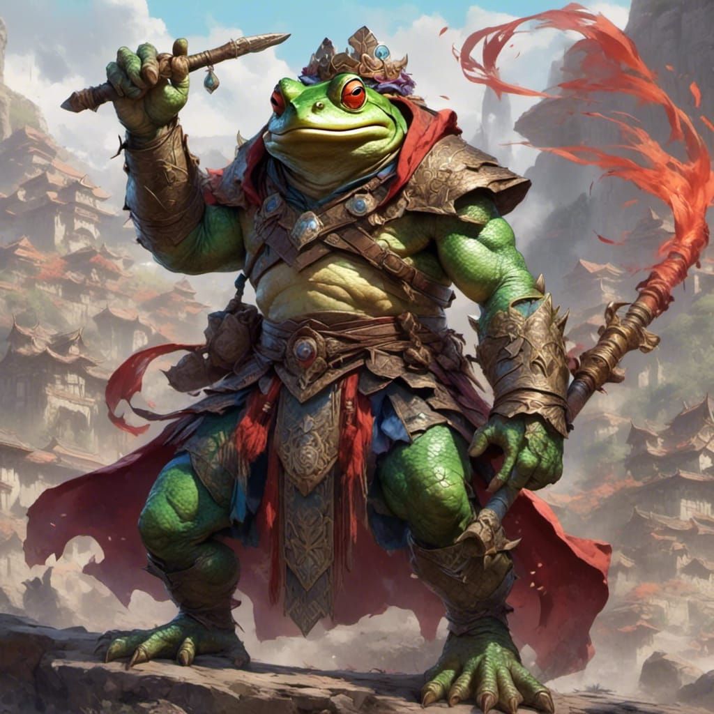 Frog Warlock Character in Anime Fantasy Style