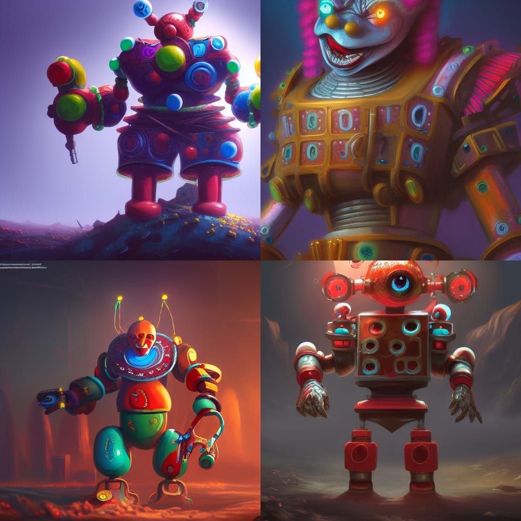Detailed Clown Robot Concept Art