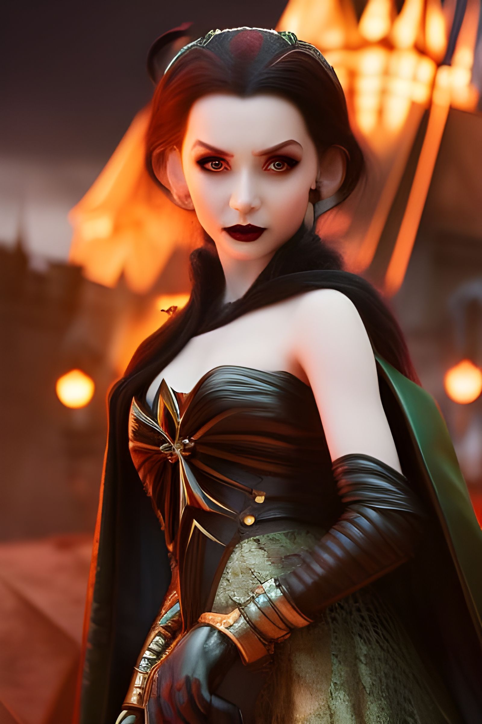 Adorable Vampiress Portrait in Cartoon Style