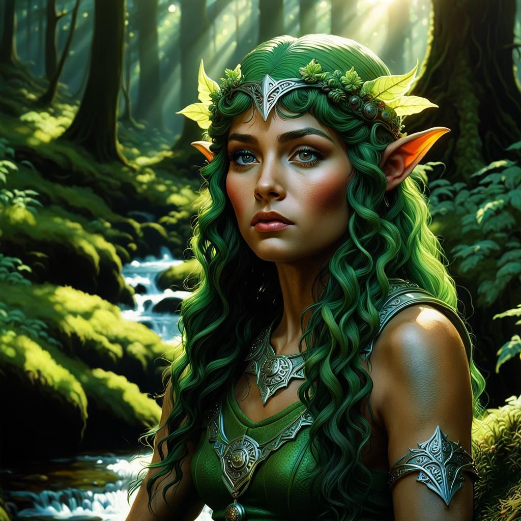 Forest Elf Portrait with Volumetric Lighting