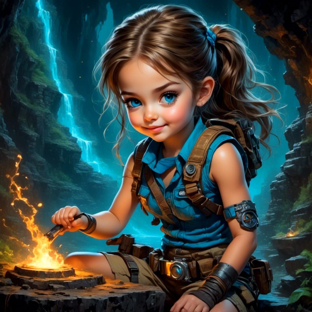 Steampunk Chibi Lara Croft Splash Art