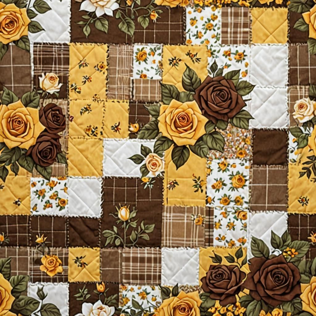 Rustic Floral Patchwork Quilt