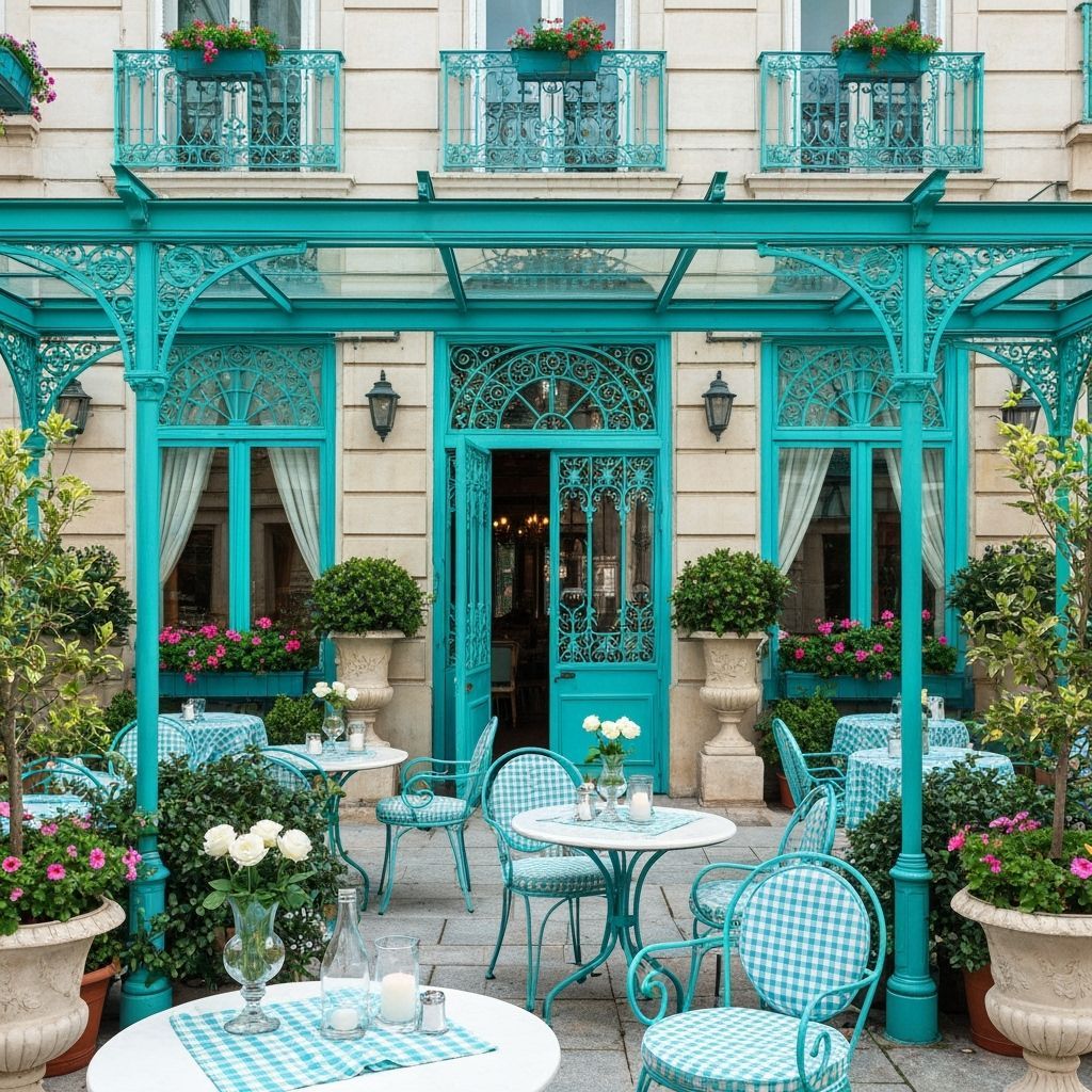 Parisian Cafe Scene in Impressionistic Style