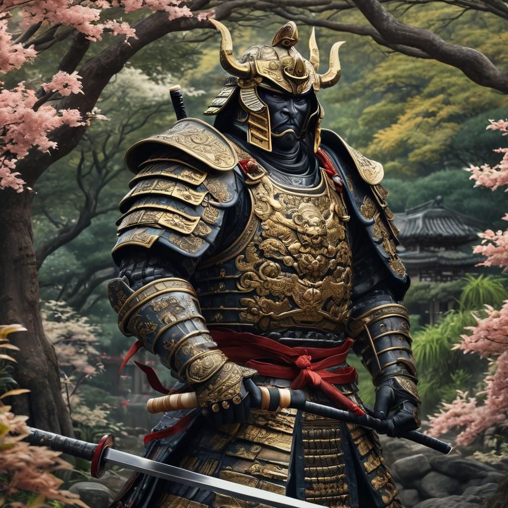 Shogun Warrior Portrait in Japanese Garden