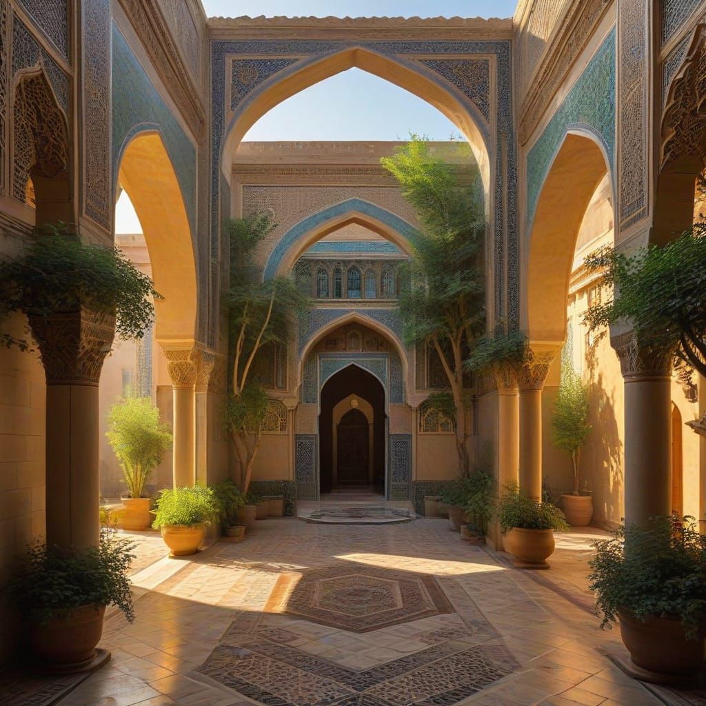 Enchanted Midegah Oasis in Persian Miniature Style