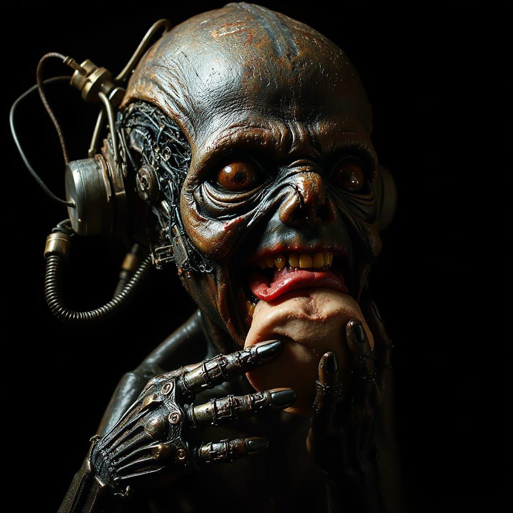 Biomechanical Zombie Abomination in Dark Surrealism Style