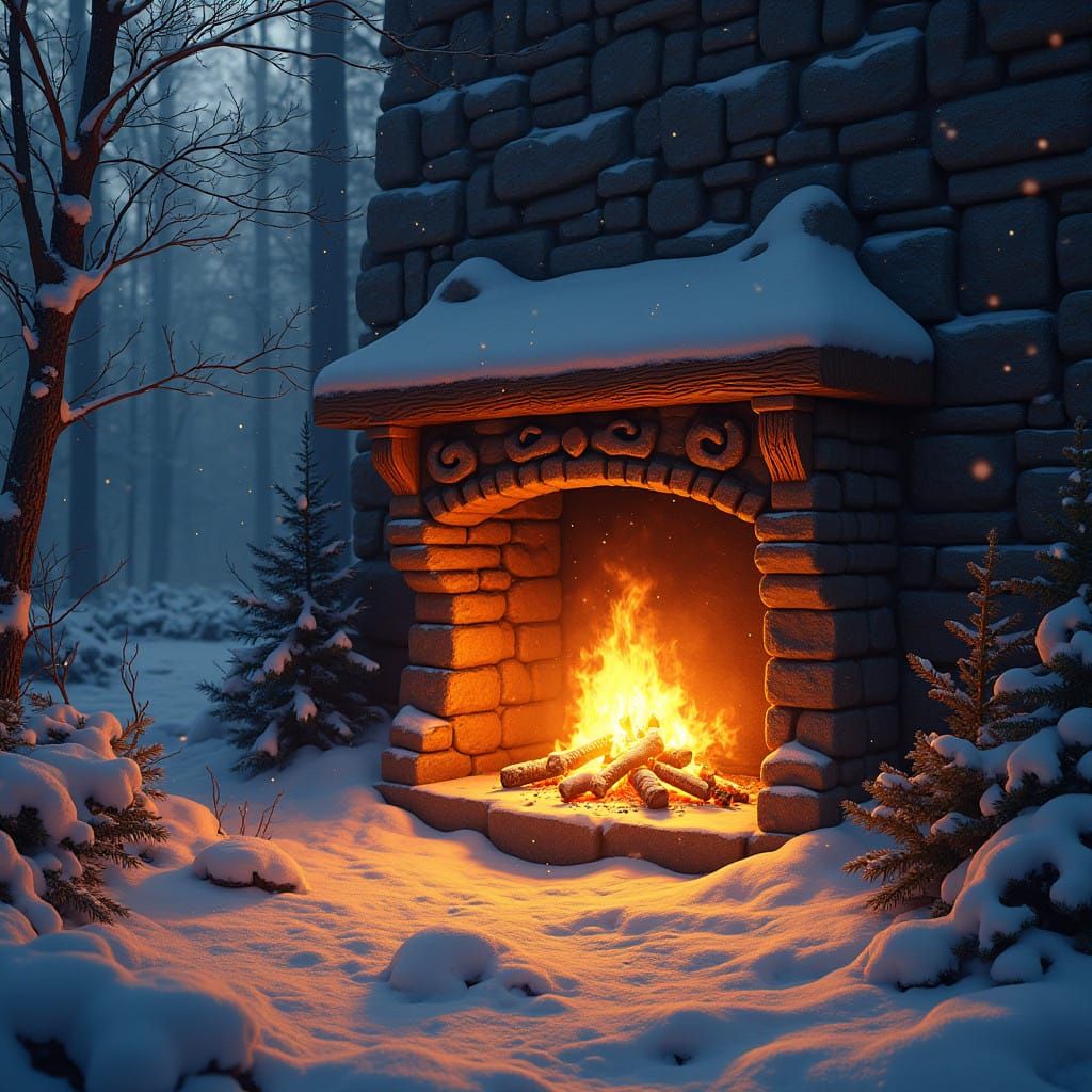 Fantasy Fireplace Scene in Glowing Colors