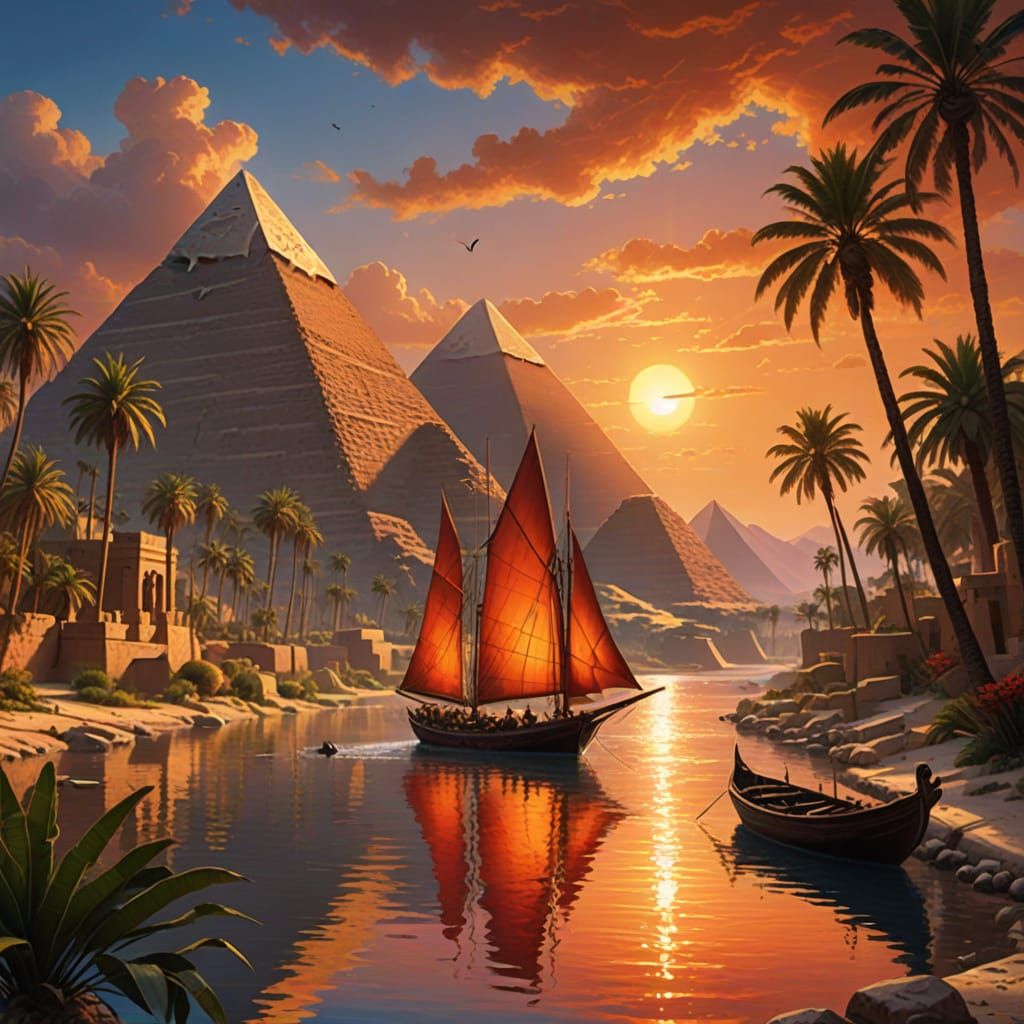 Cinematic Egyptian Sunset Over Nile River