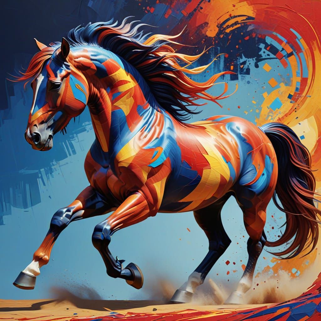 Vibrant Abstract Horse in Motion