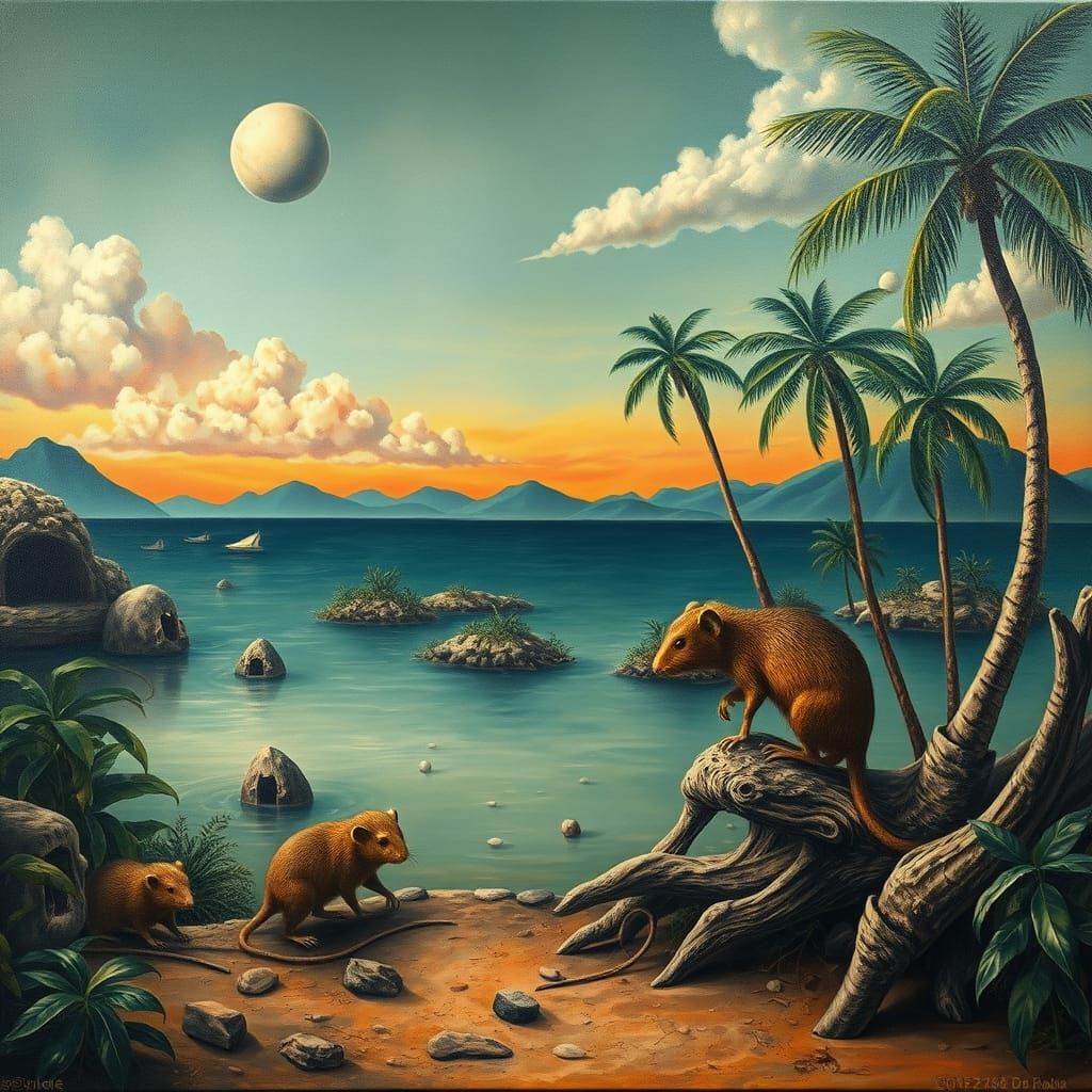 Surreal Rodents in Tropical Oasis