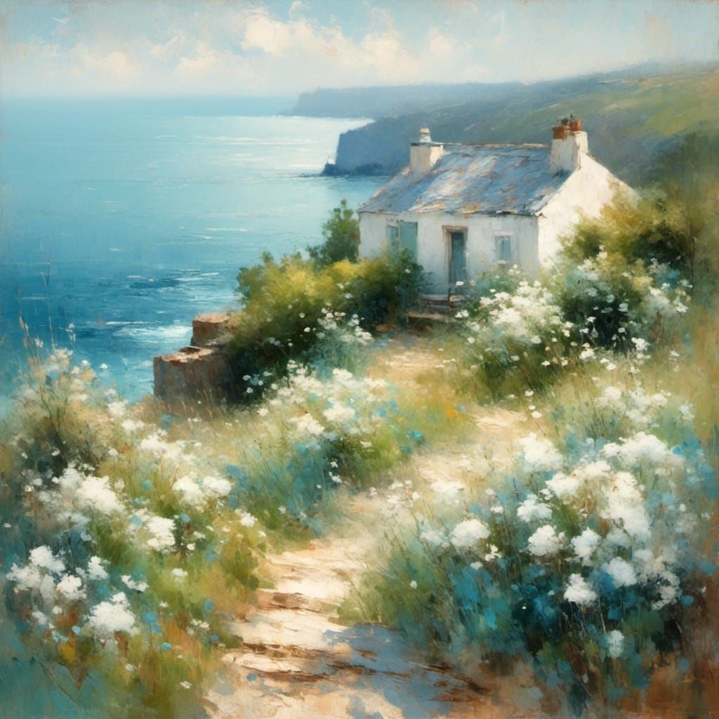 Coastal House as Impressionist Landscape Painting
