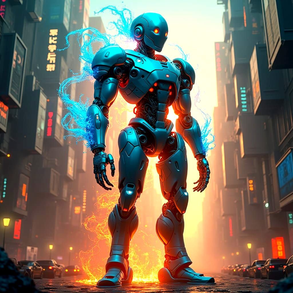 Futuristic Robot in Detailed Matte Painting