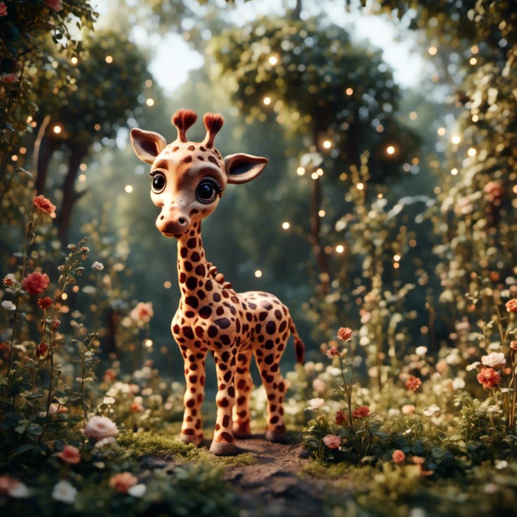 Hyperrealistic Chibi Giraffe in 3D