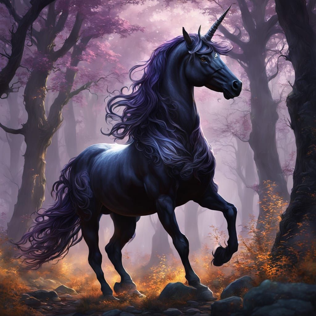 Majestic Dark Fantasy Unicorn