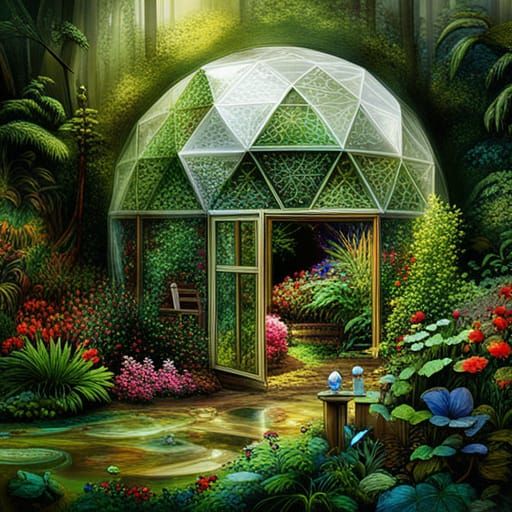 Crystal Dome Garden with Raindrops