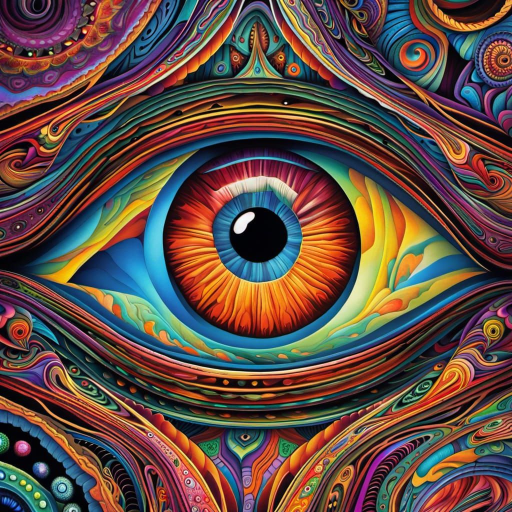 Psychedelic Eye with Cosmic Patterns in Digital Art