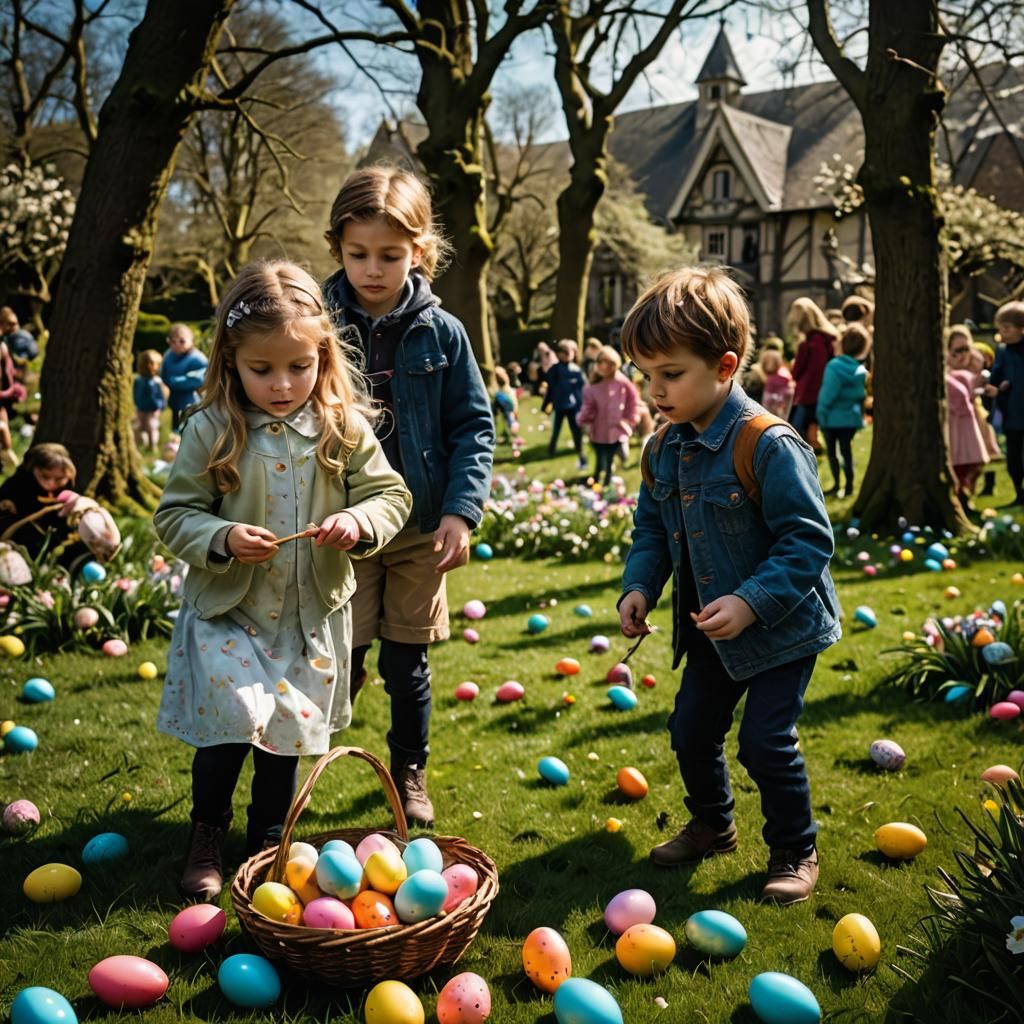 Easter Egg Hunt Captured with Cinematic Lighting