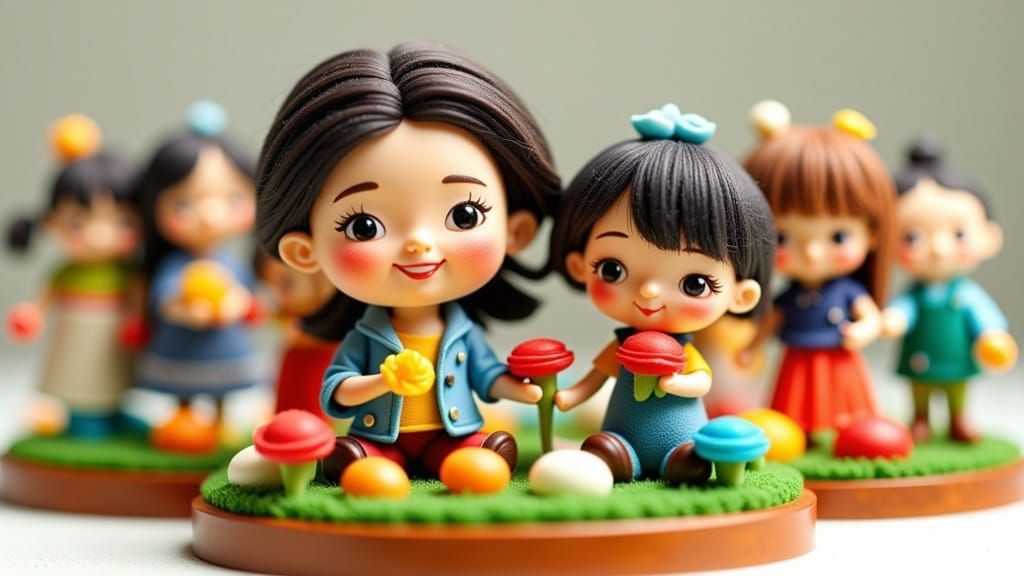 Warm Family Moment in Kawaii Chibi Style