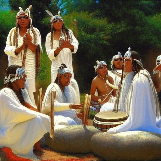Oracle Goddess and Tribal Drummers, Photorealistic Painting