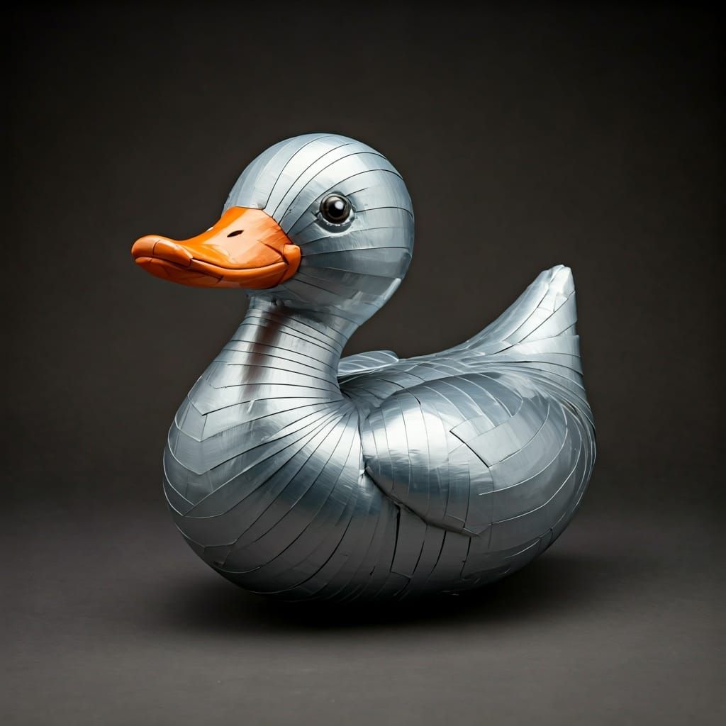 Duct Tape Duck Sculpture in Pop Art Style