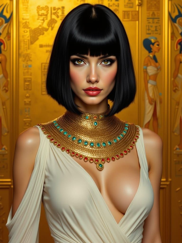 Regal Egyptian Queen in Dark Fantasy Style