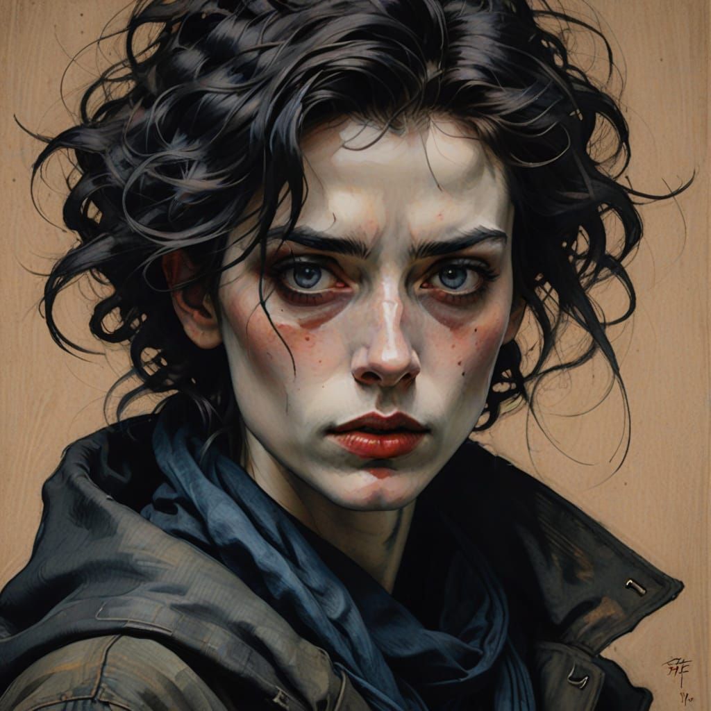 Surreal Charcoal Assassin Portrait in Moody Lighting