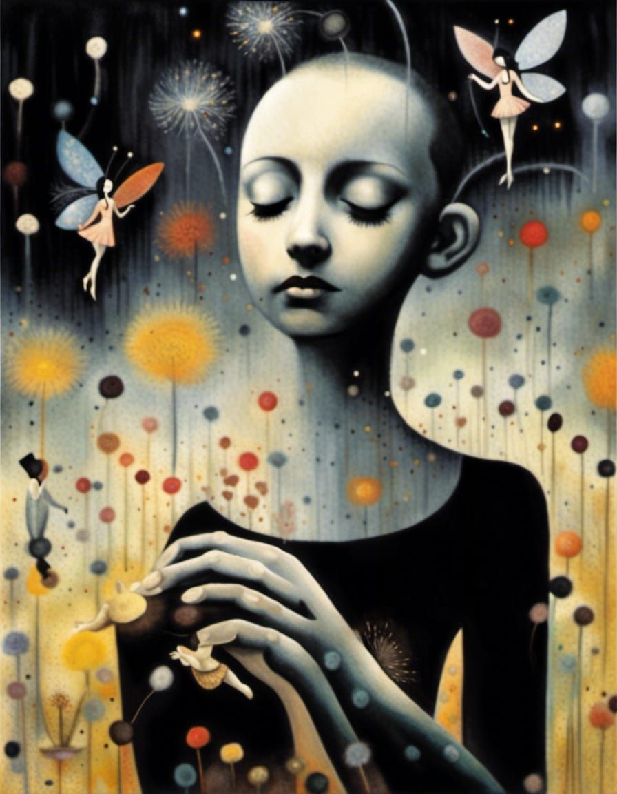 Fairy Girls Play in Dandelion Dreamscape