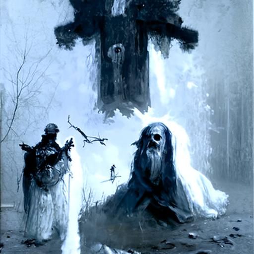 KKK, cross, ghost, forest