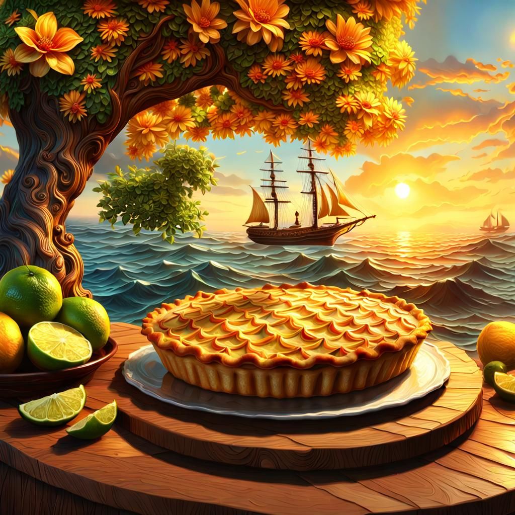 Appetizing Pie with Floral Filling in 3D