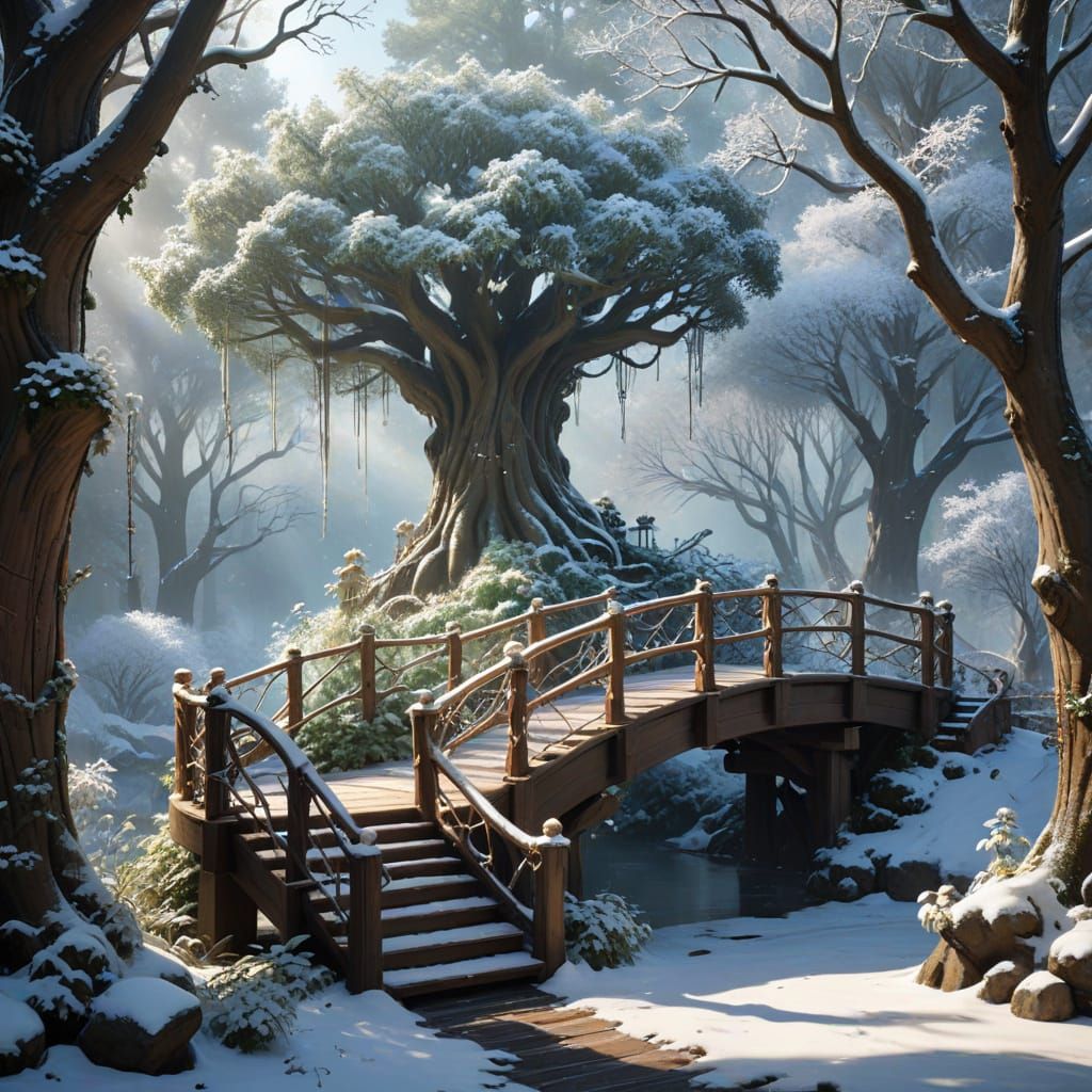 Elven Archers Training Among Snow-Laden Trees