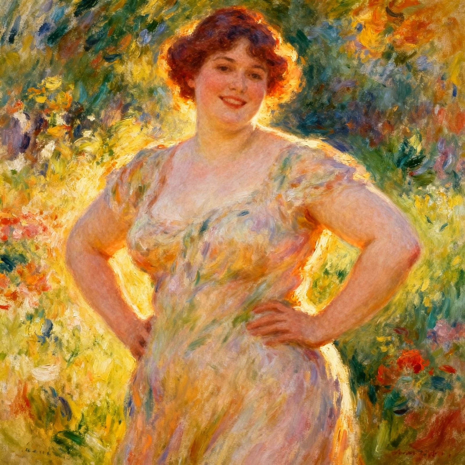 Voluptuous Woman in Vibrant Painterly Style