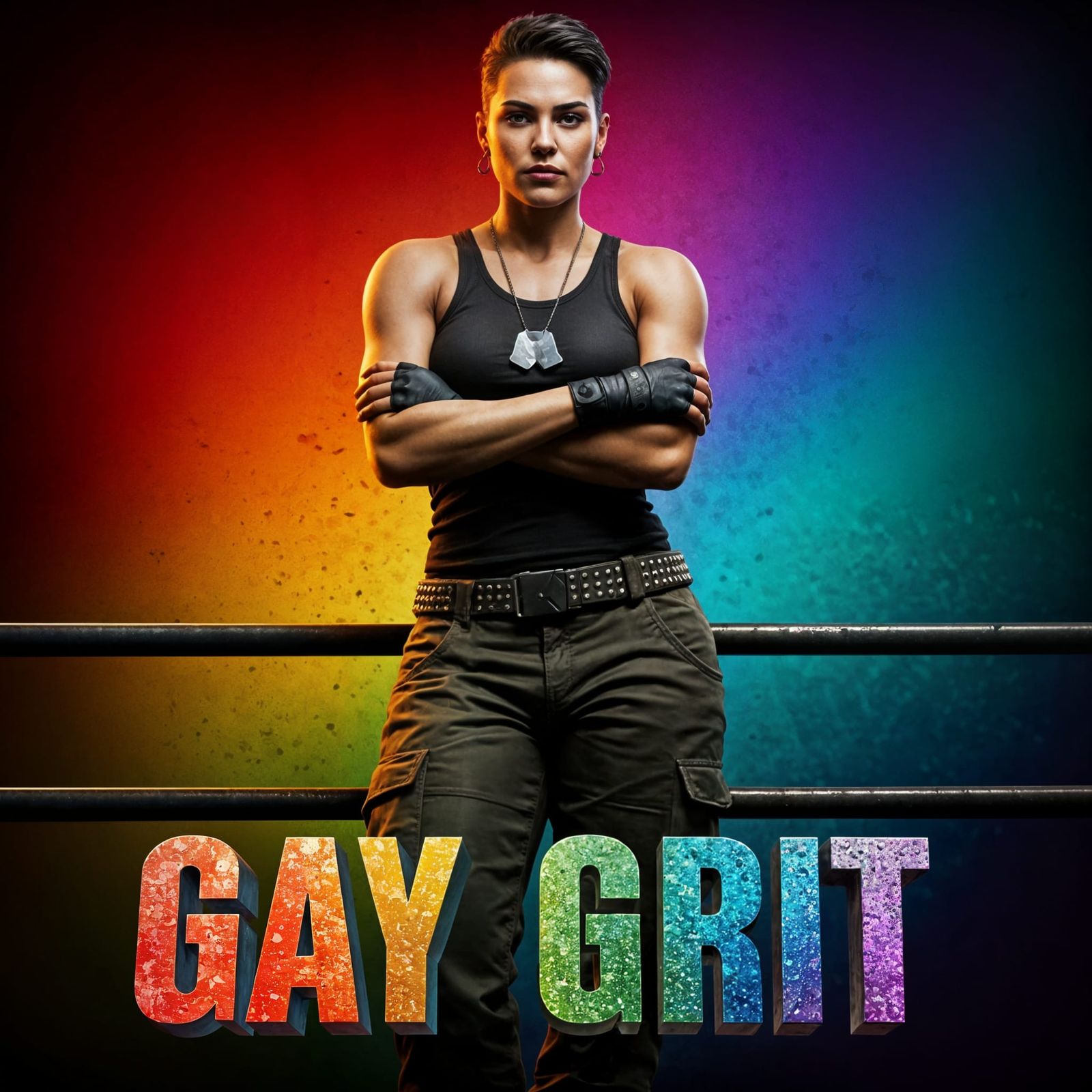 Confident Butch Woman Embodying Gay Pride in a Bold, Gritty ...