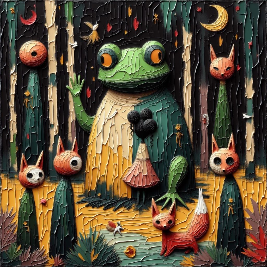 Toad King and Fox Bride in Matisse Style