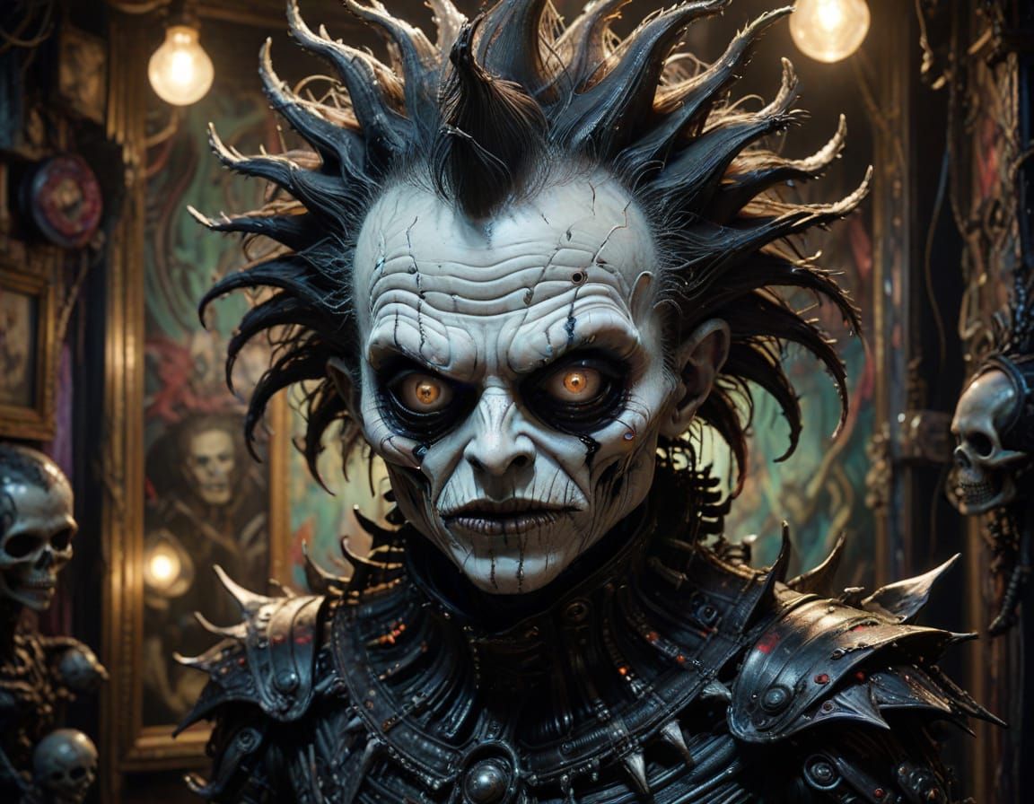 Punk Carnival Portrait in Abstract Expressionist Style