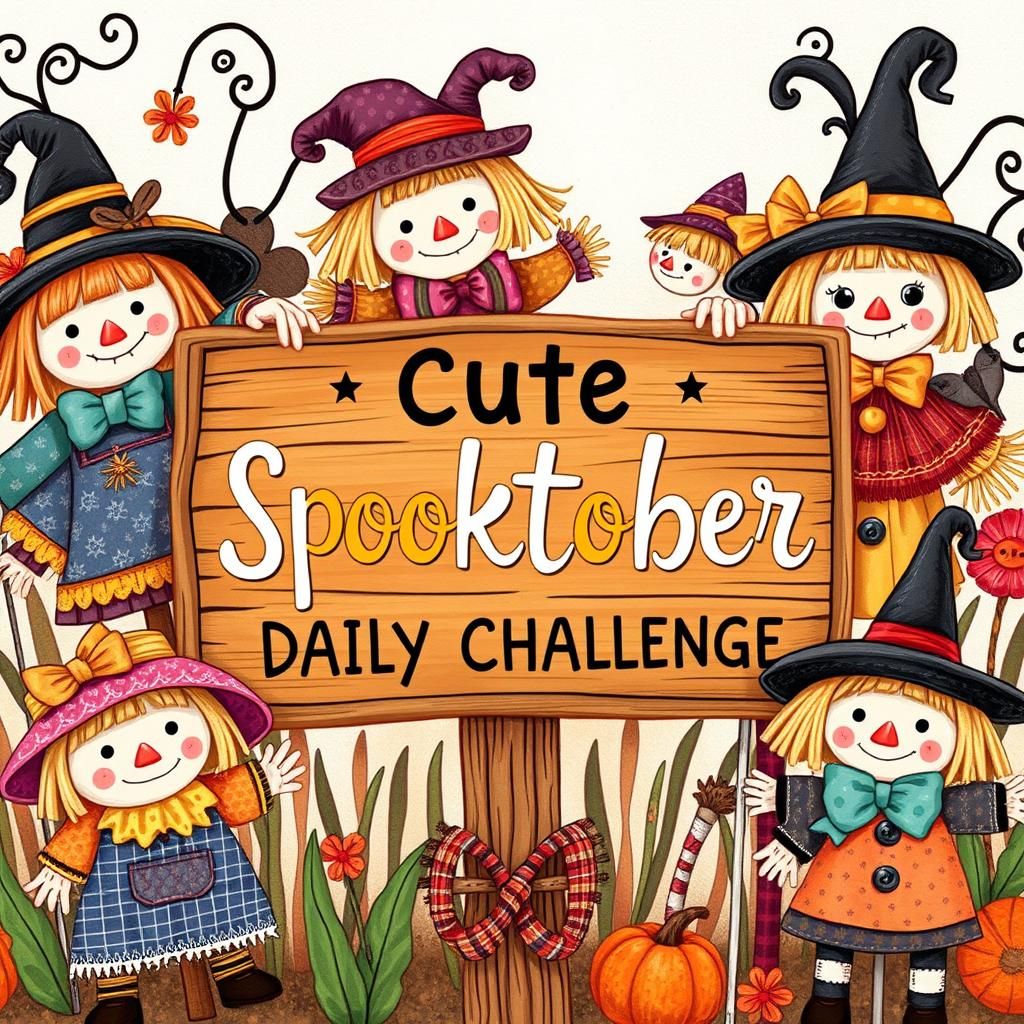 Cute Spooktober Scarecrows in Folk-Art Style