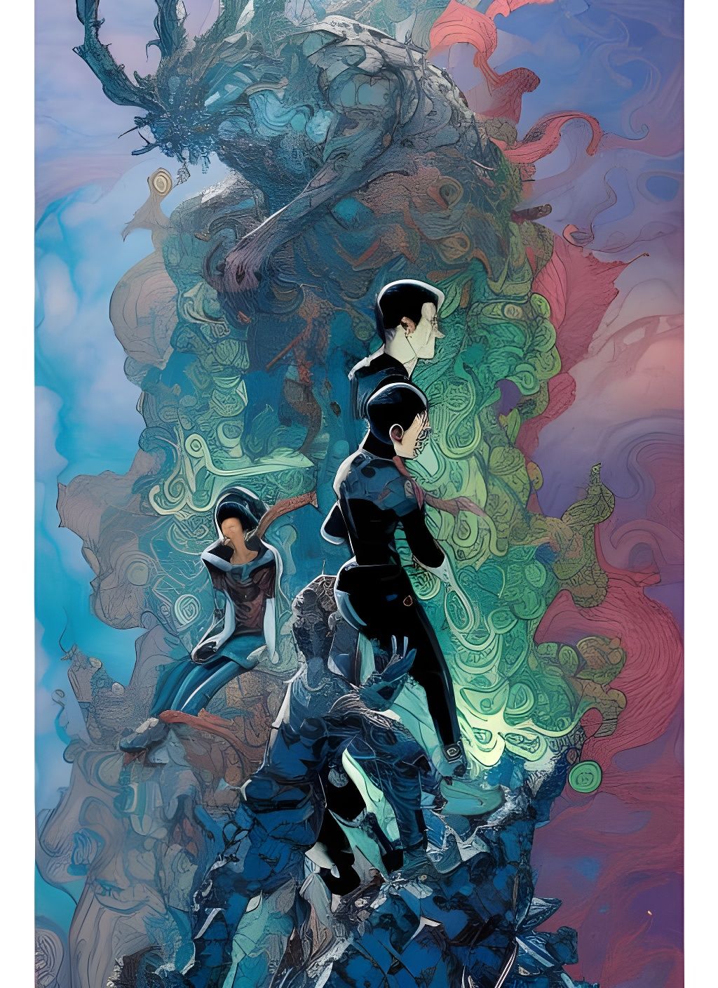 Fantastic Four Meet Borderlands, Hyperdetailed Illustration